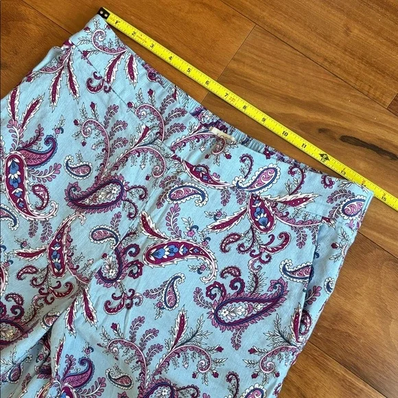 LOFT Blue Paisley Wide Leg Pants - Picture 4 of 9